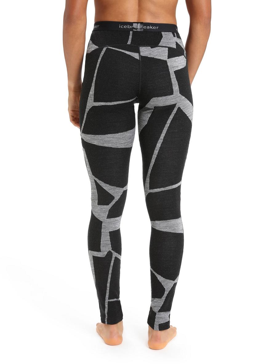 Black / Jet Heather Women's Icebreaker Merino 250 Vertex Thermal Leggings Fractured Landscapes One Piece & Sets | USA 1786GSOL